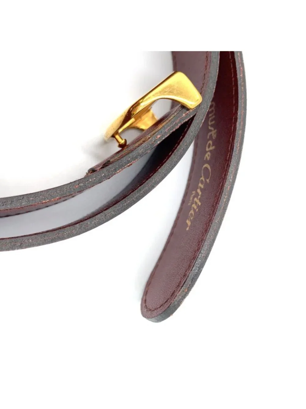 Cartier Must de D Buckle Leather Bordeaux Belt Gold